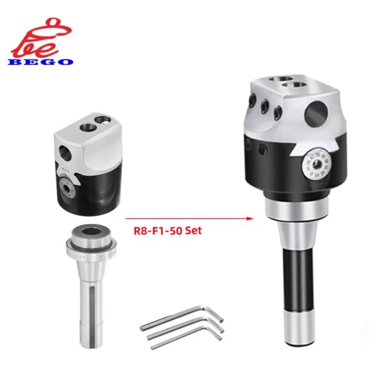 

1set R8 Tool Holder + F1 Boring Head 50 75 100 Boring Bar 12mm 18mm 25mm Adjustable Boring Head Precision 0.01 Milling Machine