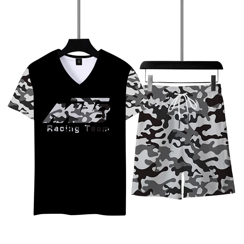 Summer Men's Tracksuit Casual Short Sleeve 3D Print 2-piece Set Men T-shirt Oversized T-shirts Male Sportswear Comfortable Top