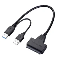 30Pcs 3.5 Sata USB 3.0 Cable With Power Supply Adapter 2.5 3.5 Inch Hard Drive Disk External Connector SSD HDD 22Pin Sata A Usb