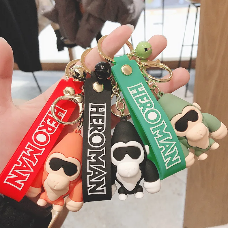 

Free Shipping Monkey Orangutan Car Keychain For Car Keys Pendant Key Ring Anime Car Accessories For Honda Audi Bmw Ford