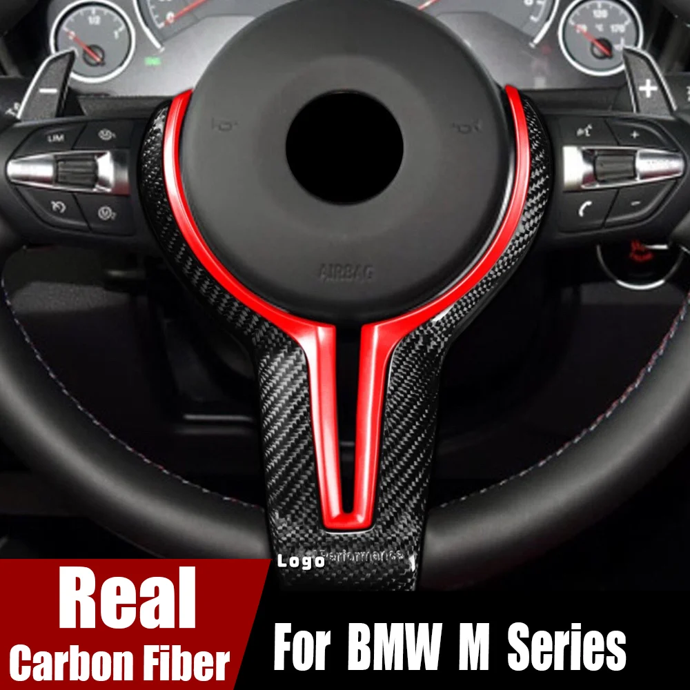 

Real Carbon Fiber Steering Wheel Cover Trim For BMW M Series Sport M3 M4 M5 M6F80 F20 F32 F33 F36 F25 F26 X5 X6 M 1 to 4 Series