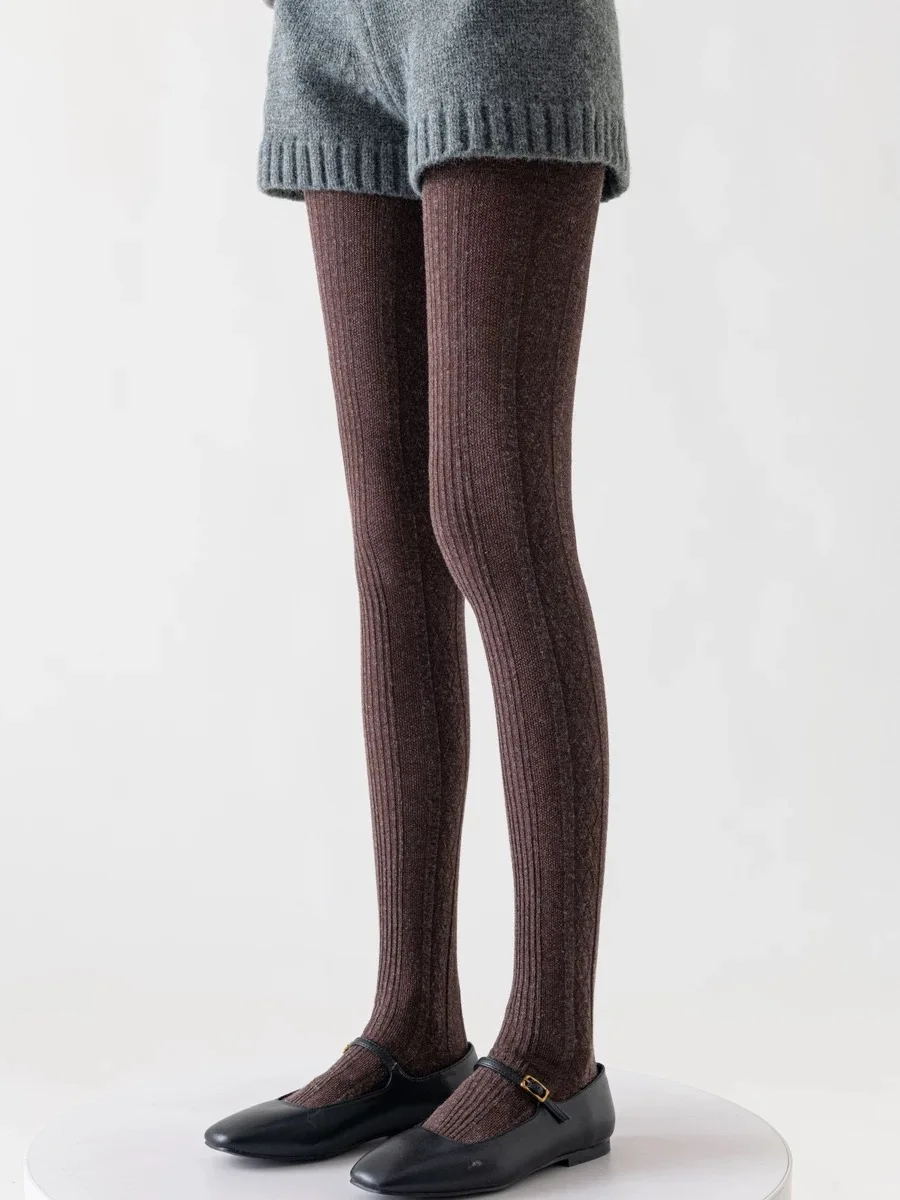 Весенне-осенние женские винтажные вязаные леггинсы в японском стиле Diomand клетку