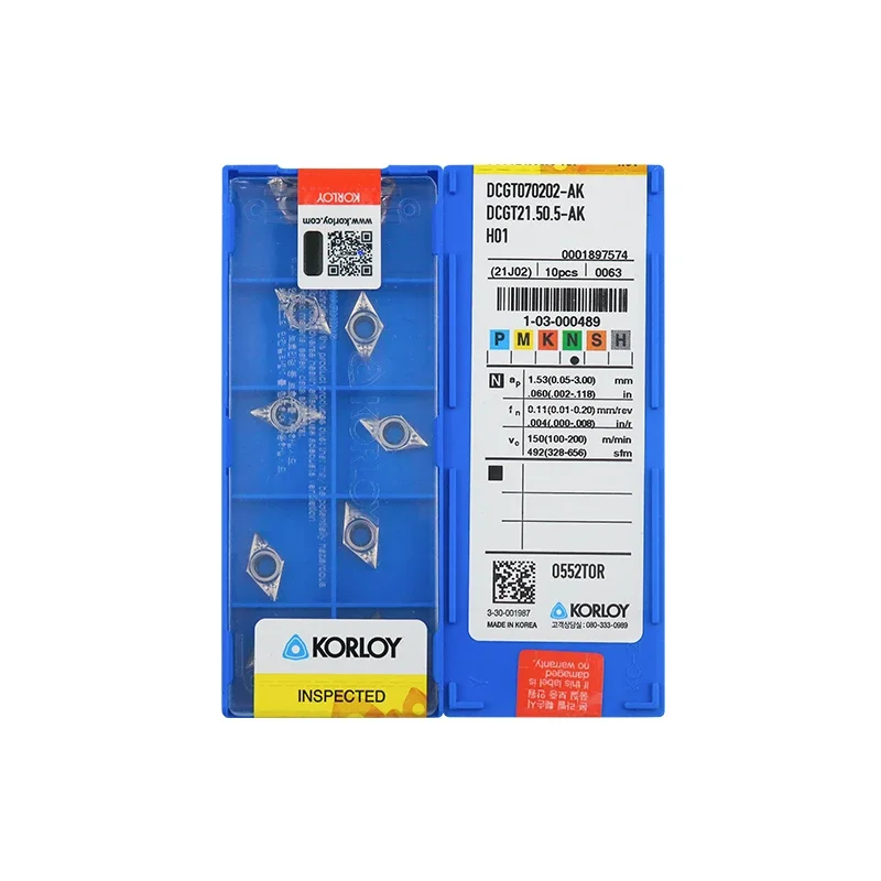 10шт KORLOY DCGT 070202 DCG 070204 070208 DCGT11T302 DCGT11T304 DCGT11T308 DCGT11T312 AK H01 Токарные пластины для