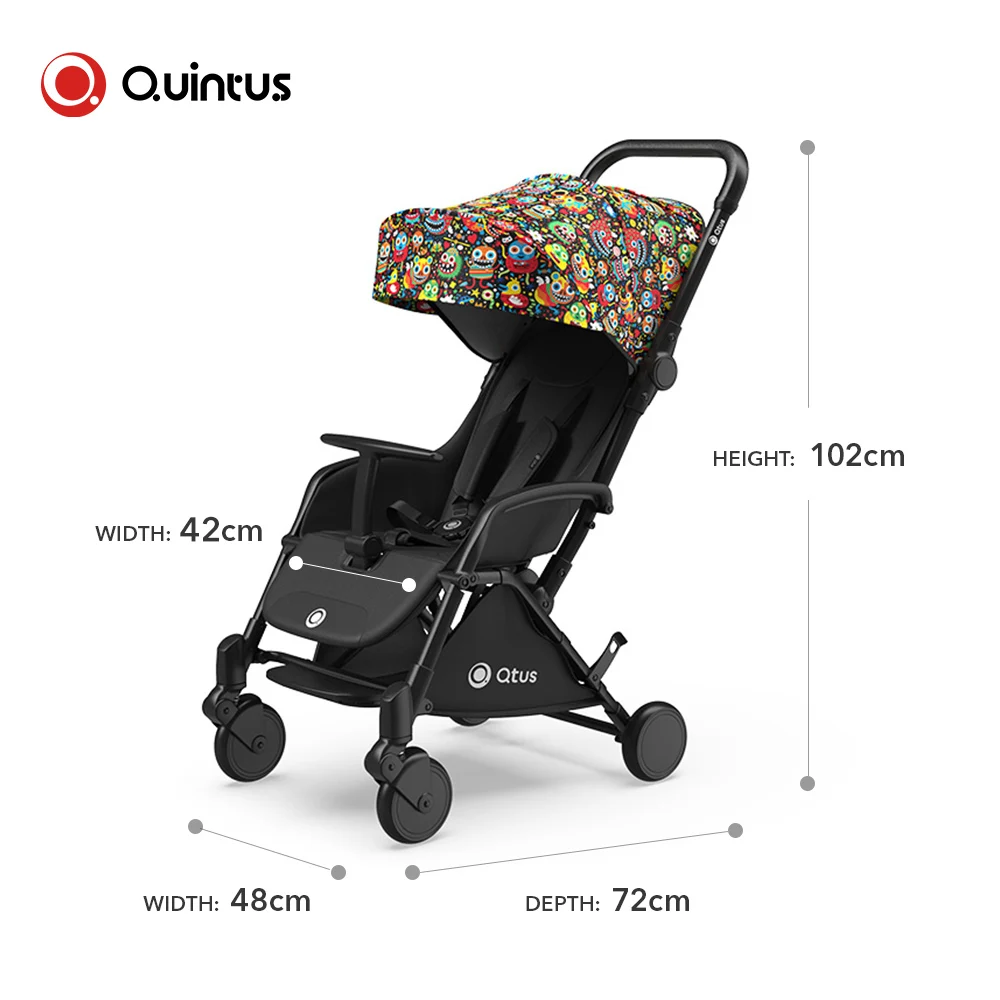 QTUS Tody Lightweight Stroller, 42cm Widen Seat  2 in 1 Travel System Double Storage UPF50+ Canopy Colorful Quintus On Sale YOYO images - 6