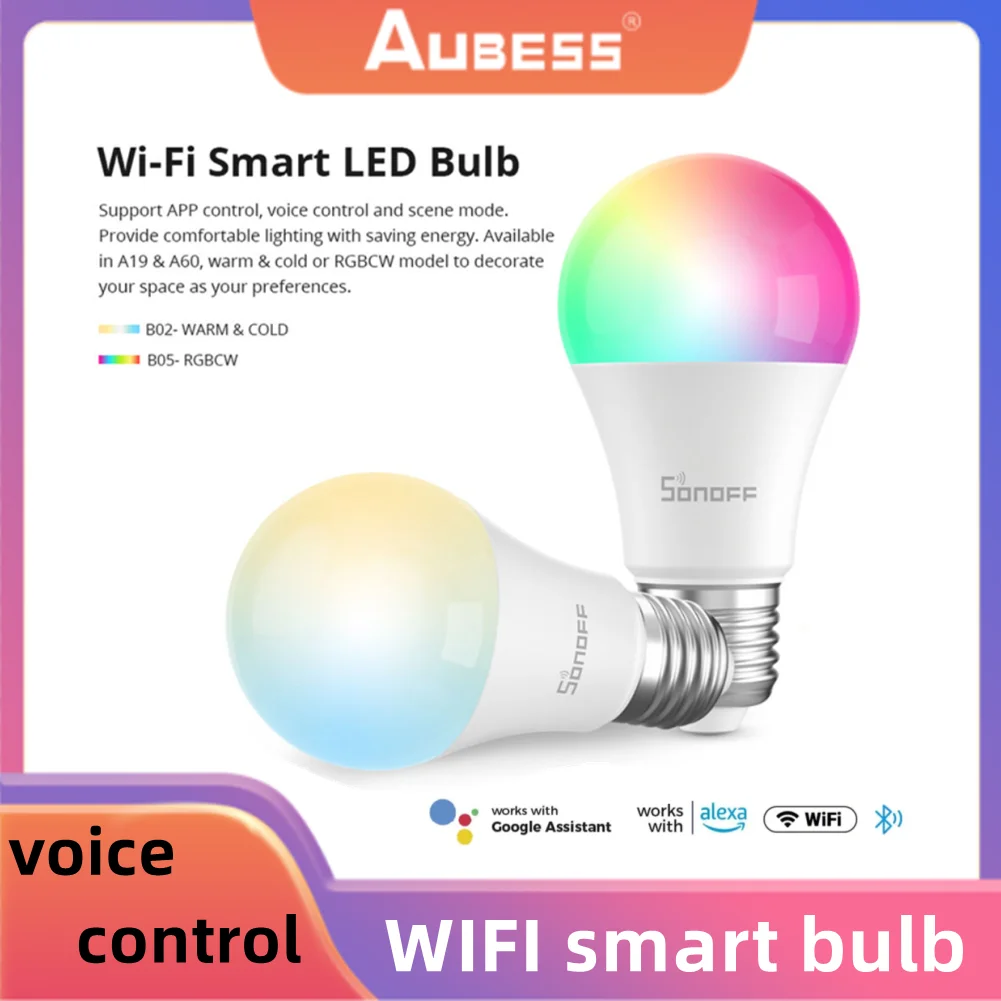 

Smart Bulb E26/E27 WiFi Controlled Light RGB LED Lamp Alexa Google Assistant Voice Control Dimmable Smart Home Spotlight Bulbs