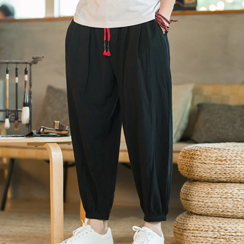 

Men's Loose Casual Pants Drawstring Pants Casual Comfortable Sports Pants Large Men's New Fashion Cotton Blend Breathable Pants