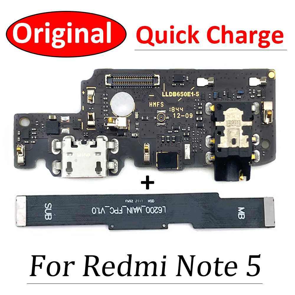 100% Original For Xiaomi Redmi Note 5 USB Charge Port Jack Dock Connector Charging Main Board Mainboard Flex Cable