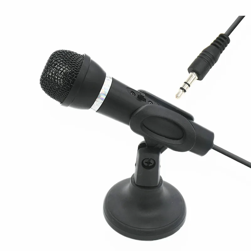 

Condenser Microphone Handheld 3.5mm Plug with Stand for Laptop Computers Tablet Recording 180 Degree Rotation Karaoke Microphone