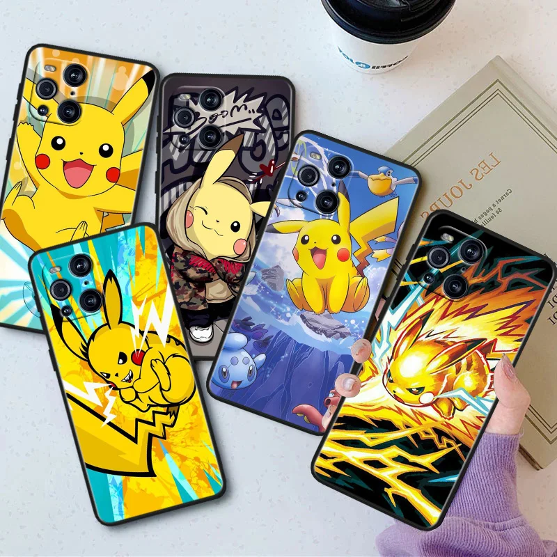 

Pokemon Anime Pikachu Phone Case For OPPO Find X5 X3 X2 K10 F21S F21 F9 F7 F5 Neo Pro Lite Black Silicone Soft Cover