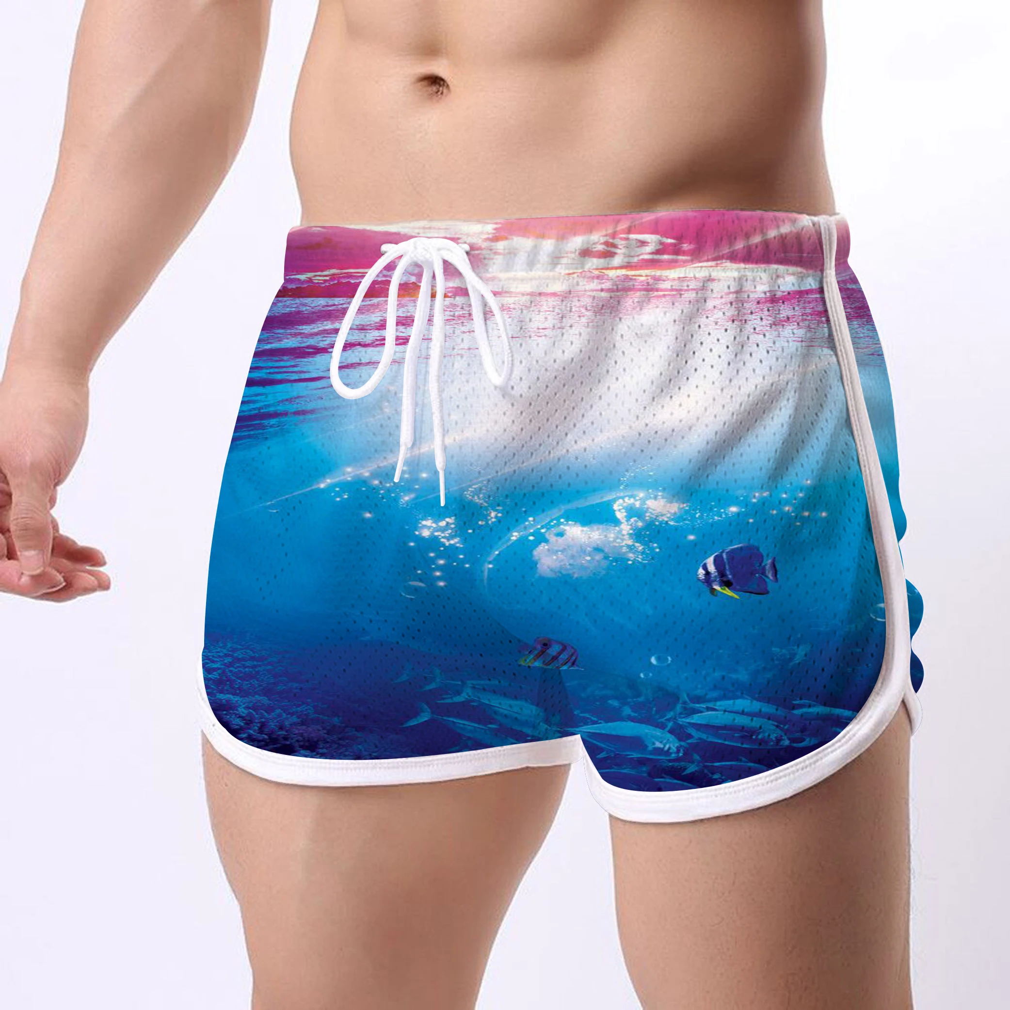 

2022 New Men's Leisure Beach Seaside Vacation 3D Summer Micro-Elastic Swimming Shorts Slim Trend Breathable Quick-Drying Shorts