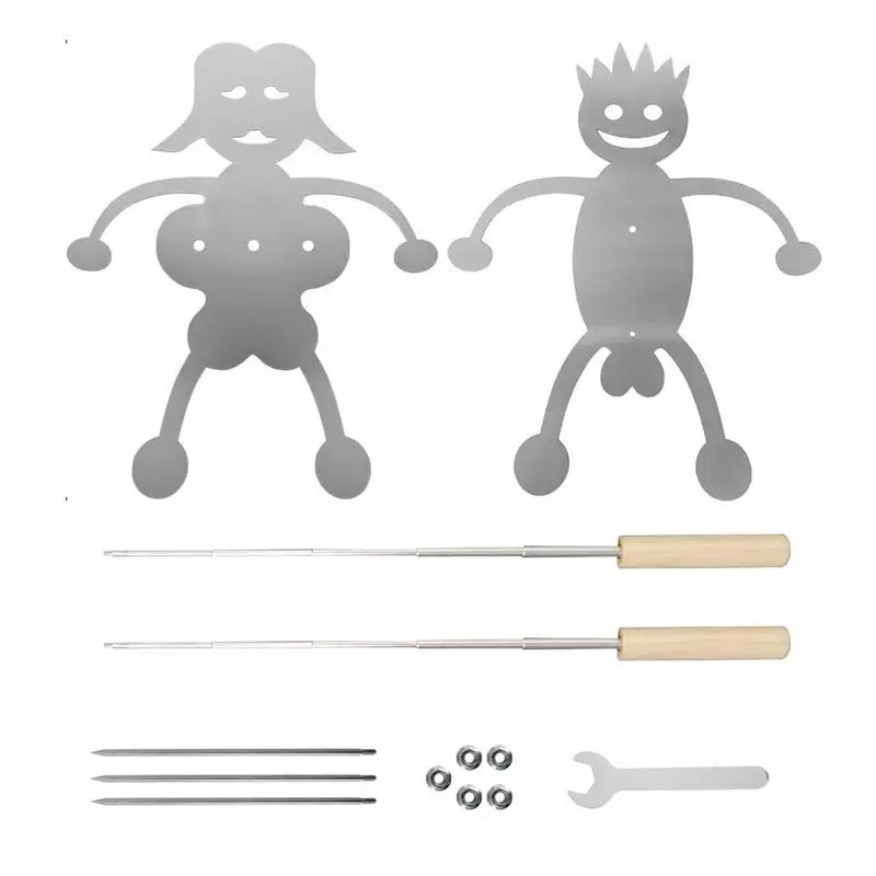 

Roasting Sticks Telescoping Skewers & Hot Dog Forks With Wooden Handle Funny Men Women Shaped