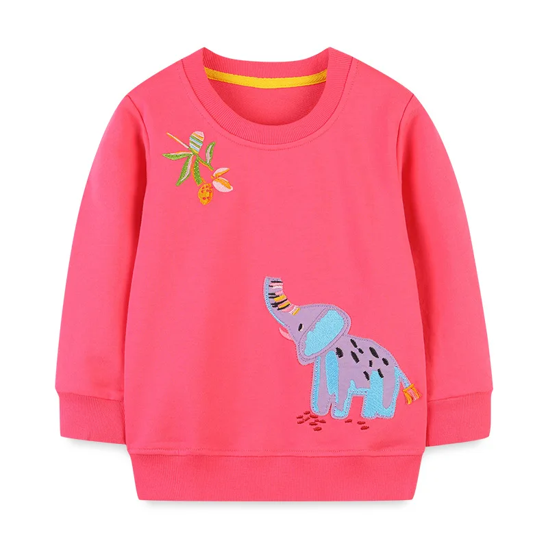 

Весенняя одежда для девочек, детские хлопковые свитшоты, свитшот с вышивкой в виде слона, радуги, Детский свитшот с длинным рукавом, детская одежда