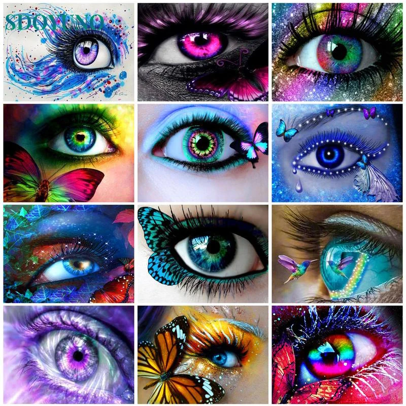 

SUOYUNO 60x75cm Paint By Numbers Eyes Kits Frame DIY Abstract Painting By Numbers On Canvas Home Decor Digital Hand Painting