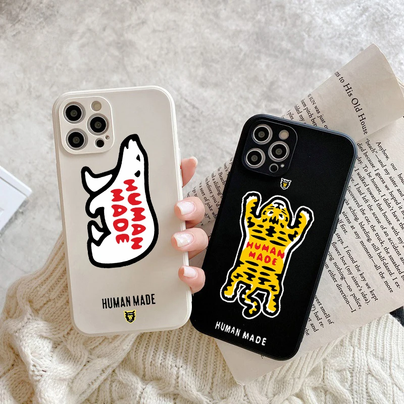 

Luxury Brand NIGO HUMAN MADE Polar bear Phone Case for iPhone 7Plus 8Plus 13 12 11 Pro XS Max Xr 14Pro Fashion Tiger Cover Coque