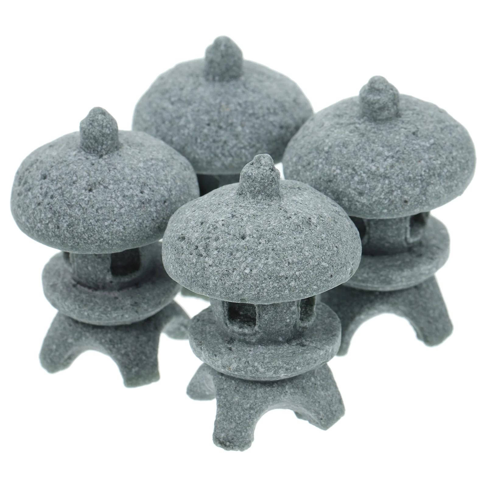 

4 Pcs Outdoor Tabletop Decor Simulation Landscape Pavilion Statue Gardening Ornament Pagoda 2.2X3CM Mini Model Sandstone