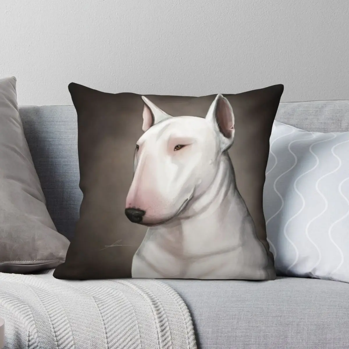 

Чехол с квадратной подушкой Bull Terrier, полиэстеровый льняной бархатный креативный декоративный чехол с застежкой-молнией для подушки, чехол д...