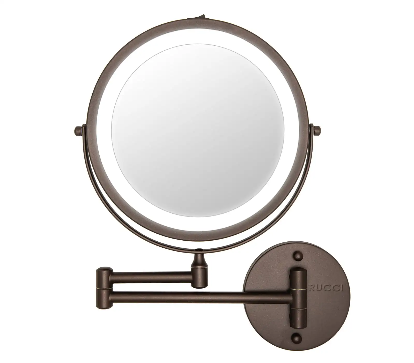 

8.75" LED Lighted Wall Mount Mirror with 10x/1x Magnification Lights 360° Swivel, Bronze Oil-Rubbed Finish