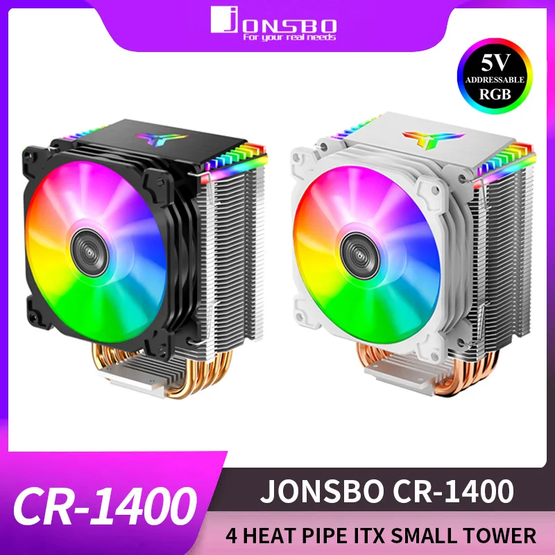 Jonsbo CR1400 Auto Color Change Tower Type 4 Pure Copper Heat Pipes RGB PWM 4Pin Cooling Fan Radiator For Intel 2011 CPU Cooler