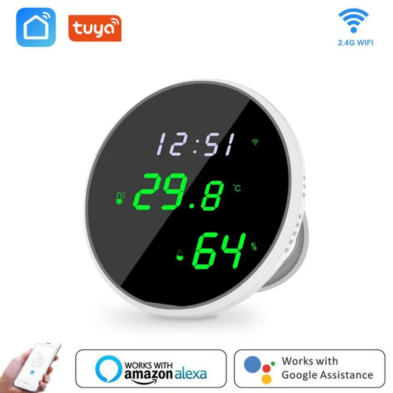 

Working With Alexa Google Assistant Humidity Temperature Detection Sensor Smart Life With Lcd Screen Display Large Weather Clock