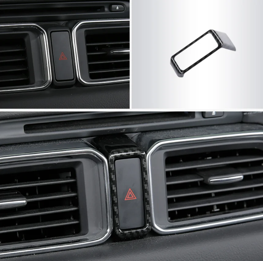 

LHD для Mazda CX-5 CX5 KF CX-8 CX8 2017-2021 2022 2023, переключатель управления компакт-диском из углеродного волокна, кнопка, накладка, аксессуары, Стайлинг автомобиля