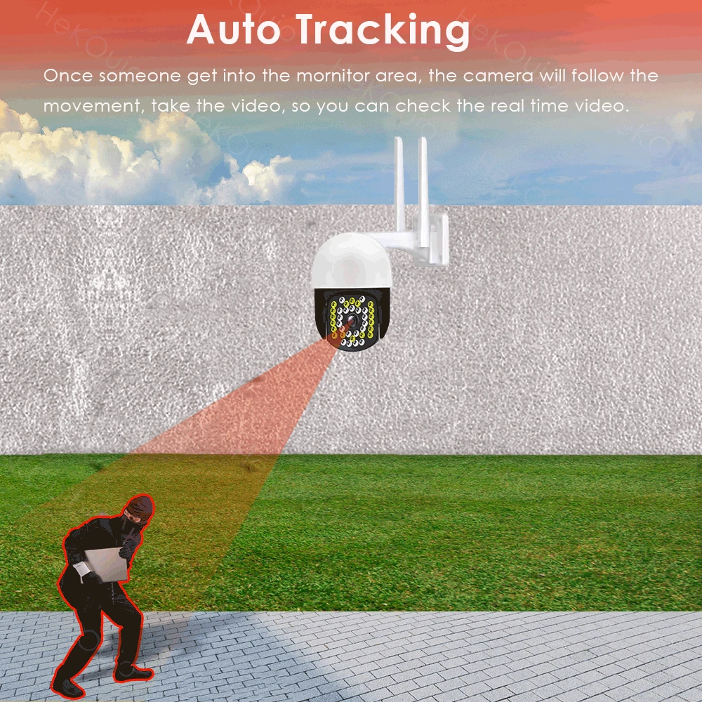 Дешево IP-камера наружная, 1080P, PTZ, 4-кратный зум, ночное видение