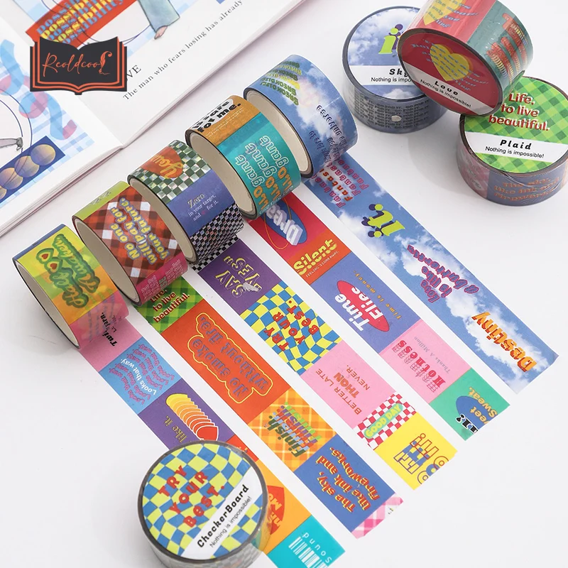 

1Roll PET Washi Paper Punk Masking Tape Self-adhesive Tapes Journal Art Craft Making Scrapbooking DIY Diary Stationery Sticker