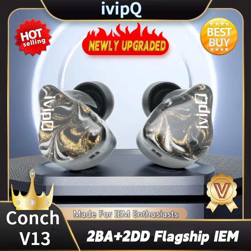 Наушники-вкладыши ivipQ Conch V13 2BA + 2DD