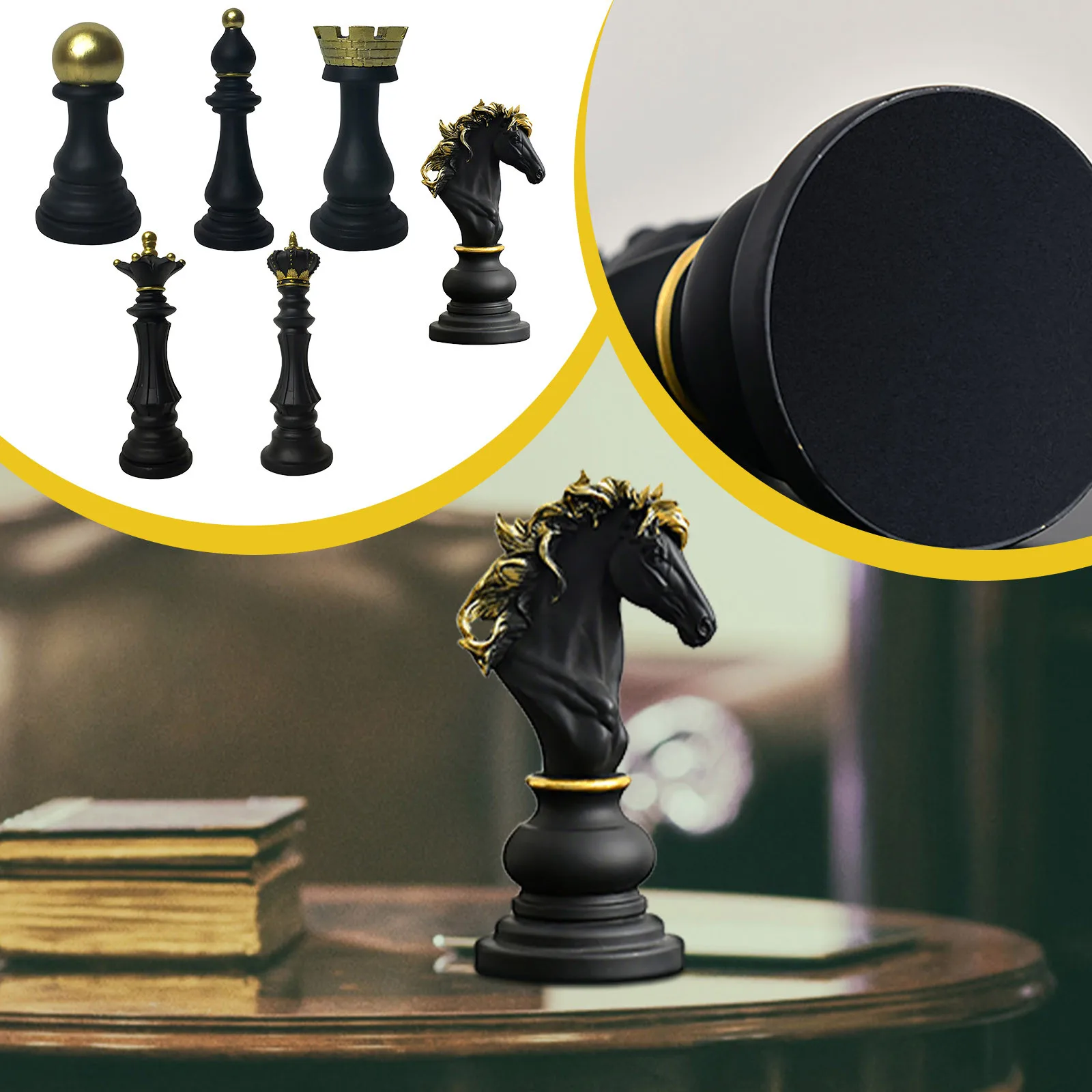 

Chess King Queen Knight Statue Sculpture Ornament Collectible Figurine CraftHome House Decoration Wine Cabinet Gift