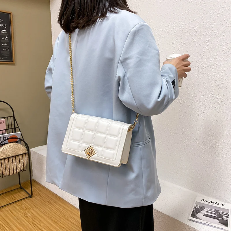 Fashion Luggage &Bags Women's Handbags Crossbody NEW Chain Square PU Waterproof Black Diamond Ladies Bolsos