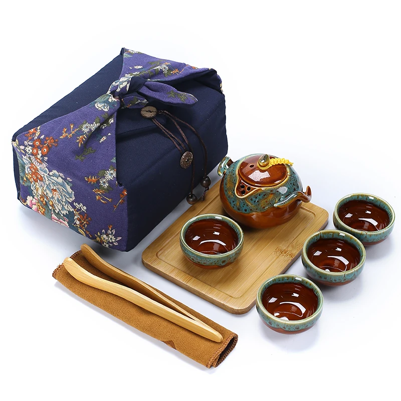 

Керамическая печь, бытовая сумка для переноски с одним горшком и четырьмя чашками, чайный горшок и чашка, набор чайных чашек, китайский чайн...