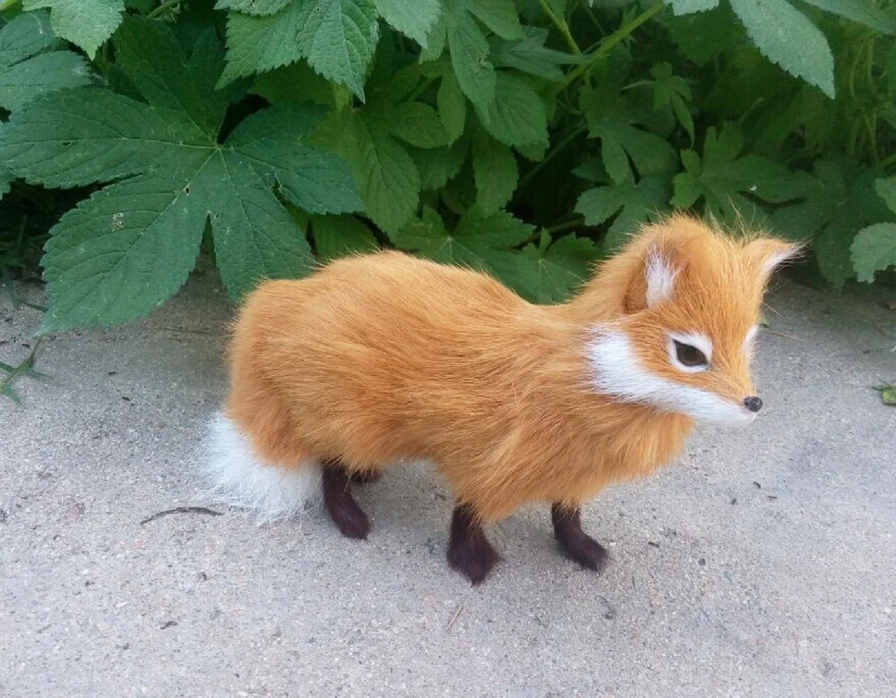 

cute simulation standing yellow fox resin&fur doll gift about 16x12cm 0806