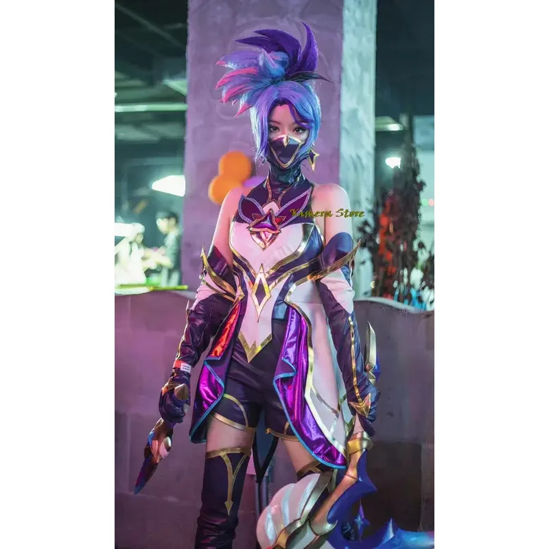 Фото Игра LOL Star Guardian Akali Косплей Женский сексуальный комплект Костюм Хэллоуин Рождественская вечеринка Cos Платье Полный комплект; 2 'd, 5.h; №1