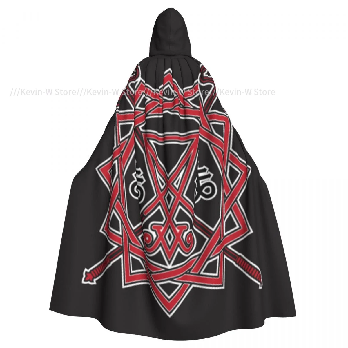 Унисекс взрослый Люцифер пентаграмма плащ с капюшоном длинный костюм ведьмы