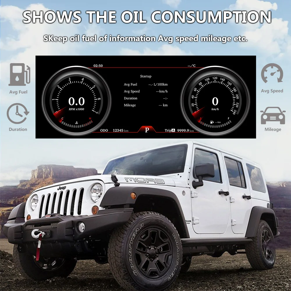 12 3-дюймовая обновленная цифровая приборная панель для Jeep Wrangler JK 2011-2017 гг.