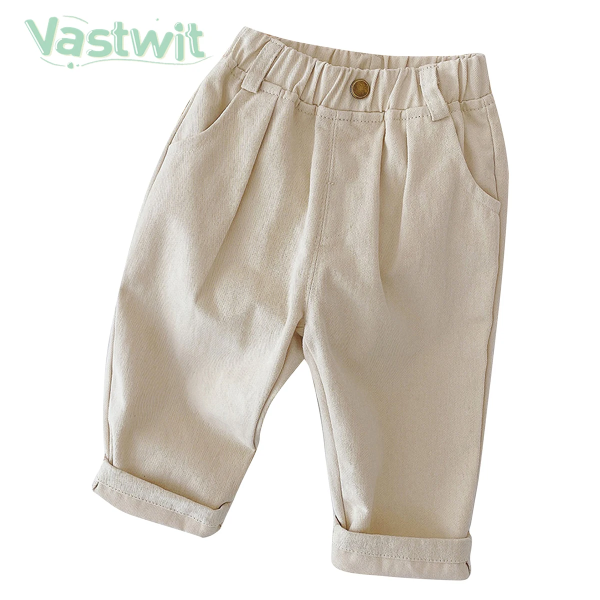 

Baby Boys Fashion Casual Long Pants Elastic Waist Fake Flap Pocket Solid Color Cargo Pants Cotton Trouser 6M-6Yrs Kids Costume