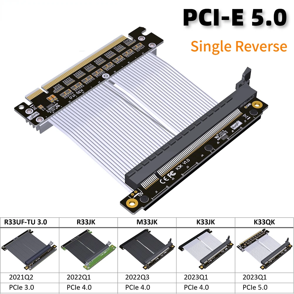 

Серебряный кабель расширения PCIe 16X 5,0 RTX4090 3090, графическая карта PCI Express 5,0 X16, подъемник, экранированный удлинитель, одиночный Реверс для ITX A4