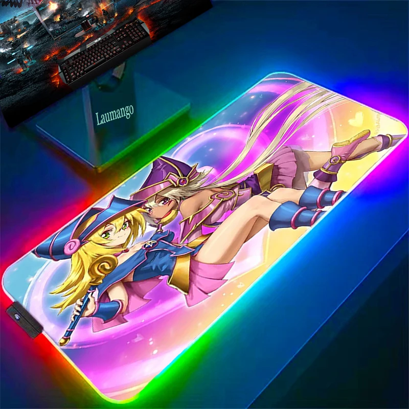 

Mousepad Anime Mouse Mats Xxl Yu Gi Oh Dark Magician Girl RGB Gamer Carpet Computer Desk Accessories Gaming Pc Mat Diy Pad Table