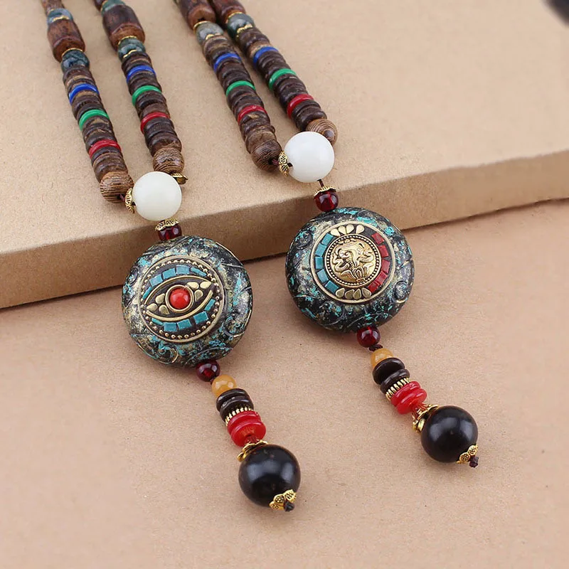 2023 Новый Винтажный непальский длинный буддийский деревянный кулон и ожерелье из