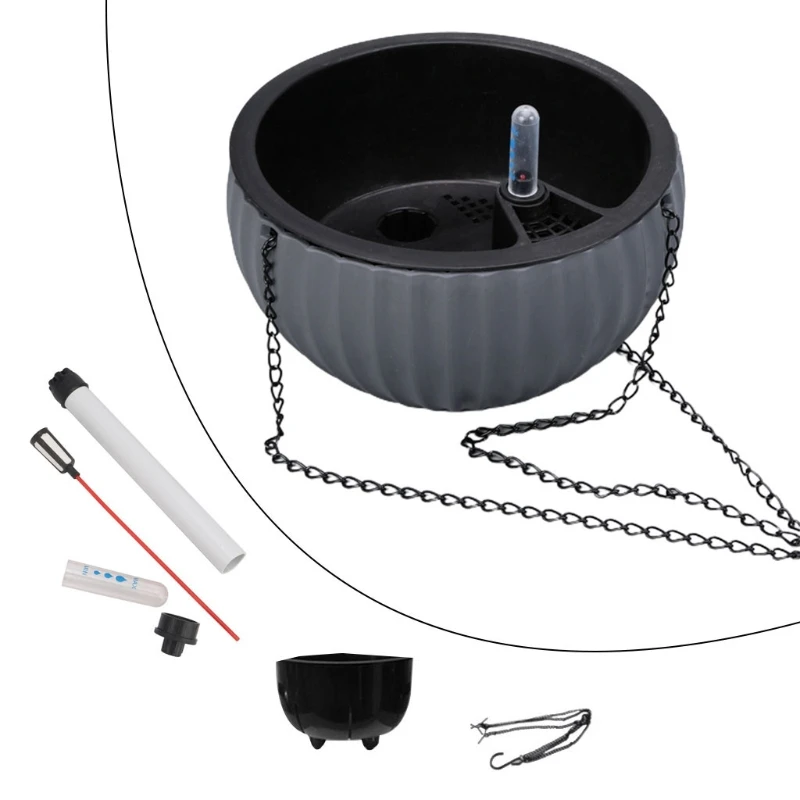 

4 Colors Self Watering Hanging Planter Includes Chain and Water Level Indicator Round Plastic Planting Baskets