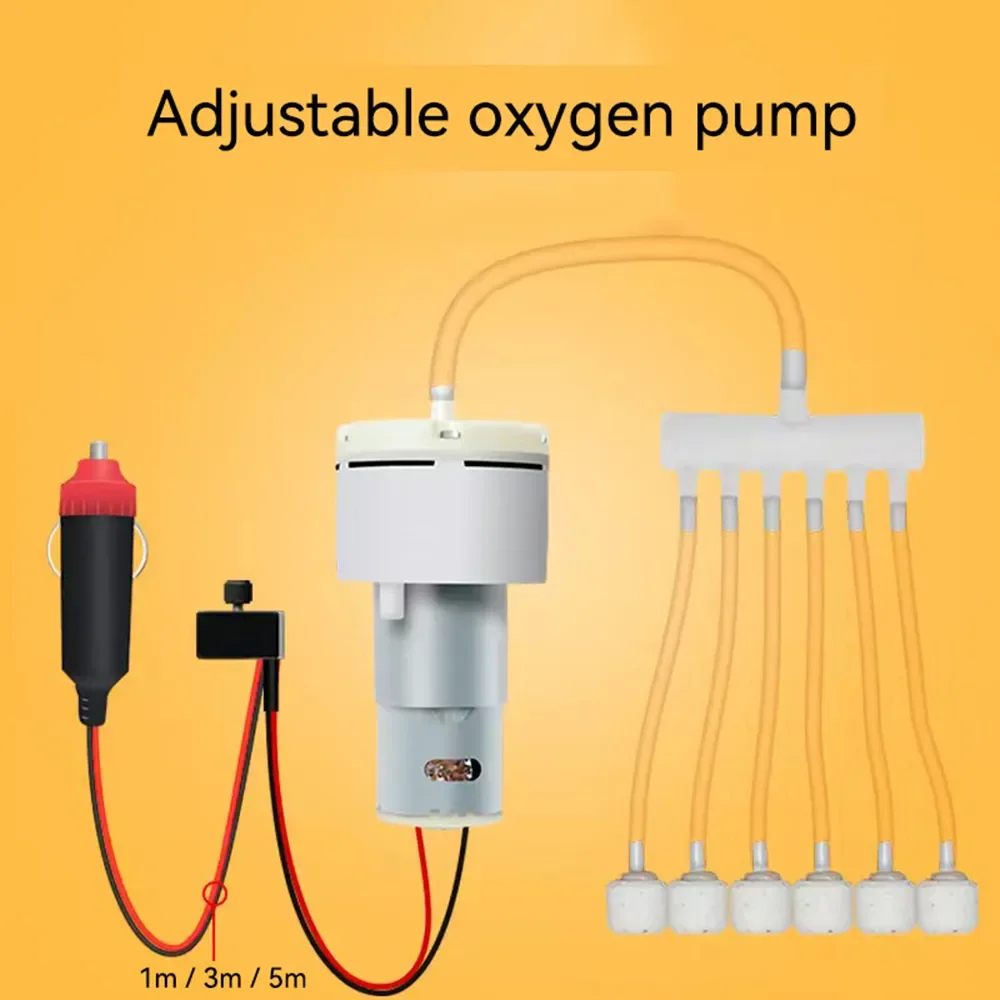 High Power Outdoor Fishing Oxygen Pump Oxygenator DC 12v Cigarette Lighter Line Adjustment PWM Volume Fishing Aquarium