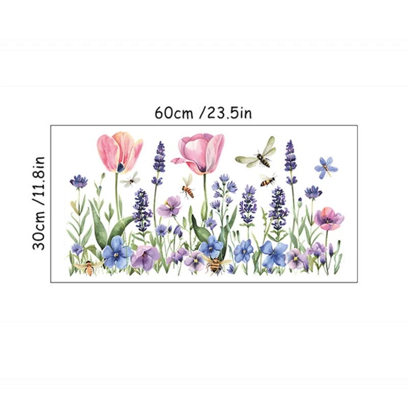 Виниловые настенные наклейки с цветами тюльпанов на стеклянную дверь окно стены