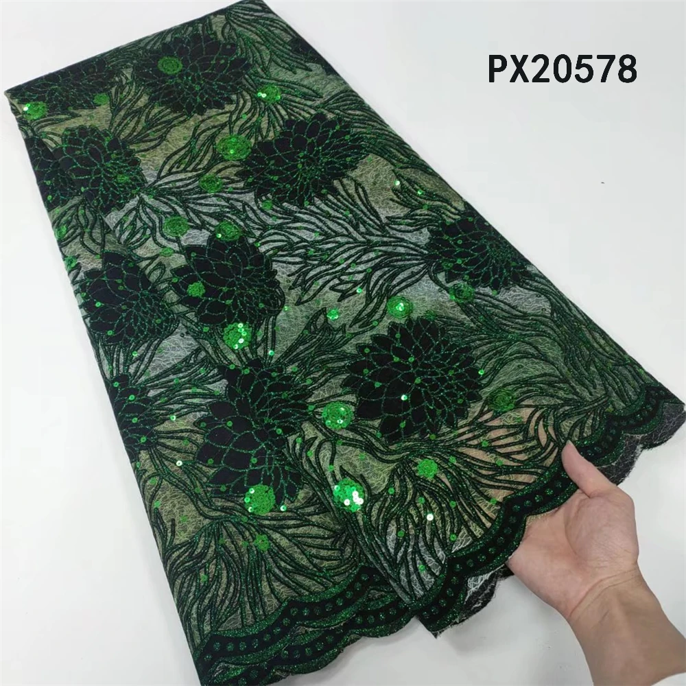 Божья цена очень милое темно-зеленое Сетчатое платье с вышивкой для дам Нигерия