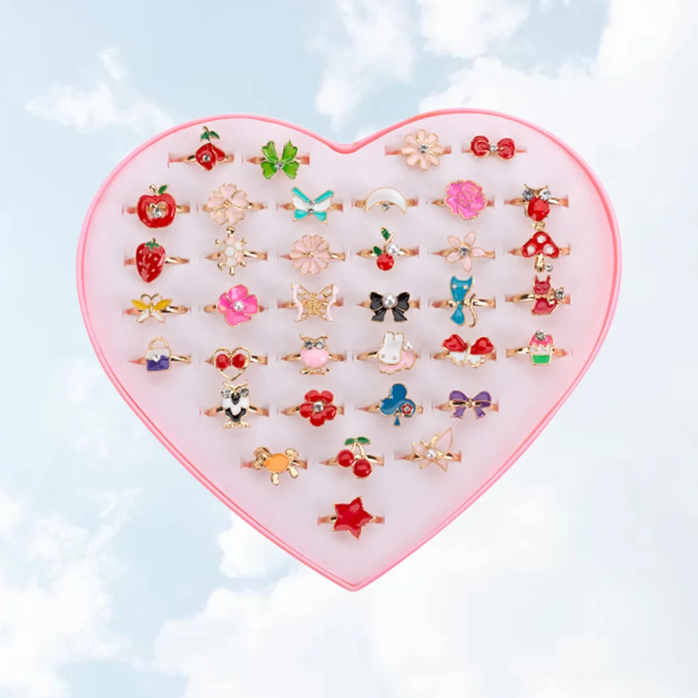 

36 Pcs Kidcraft Playset Jewelry Toys Girls Finger Rings Cartoon Party Supplies Child