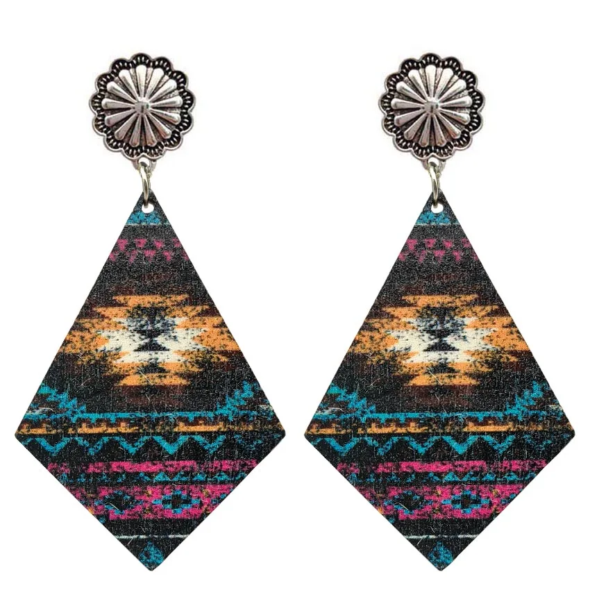 Модные западные деревянные серьги в форме Кончо змей ацтекские для женщин