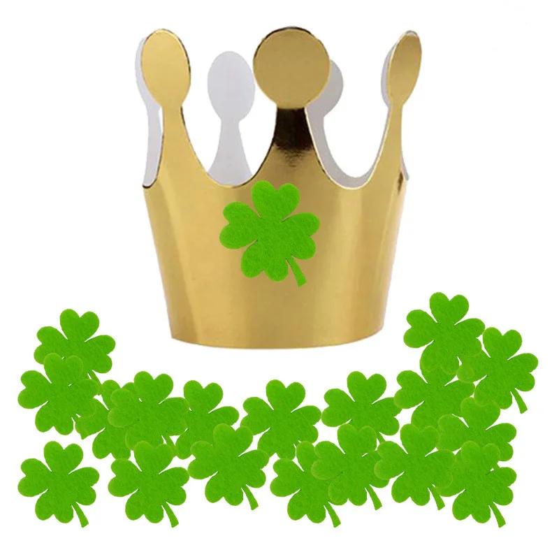 

10Pcs St. Patrick's Day Spring Birthday Party Girl Crown With Lucky Shamrock Four Luck Clover Festive Supplies Photo Props Caps
