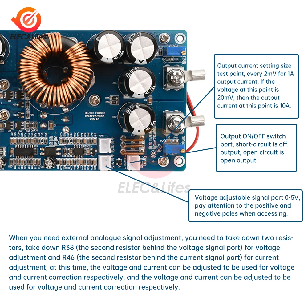 DC-DC понижающий преобразователь постоянного напряжения и тока модуль 20 В-70 В в