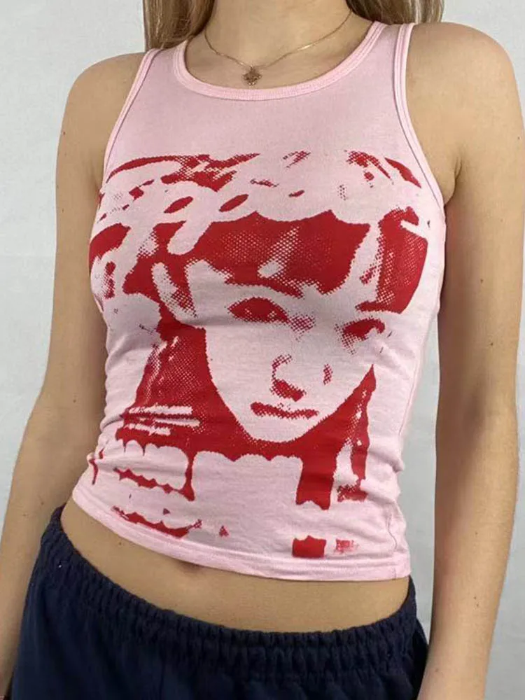 Женский короткий топ без рукавов готический винтажный Топ в стиле эмо с