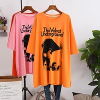 oversized letter print summer tshirts lazy bf loose short sleeved t shirt womens mid length half sleeve graphic tees 2022 new