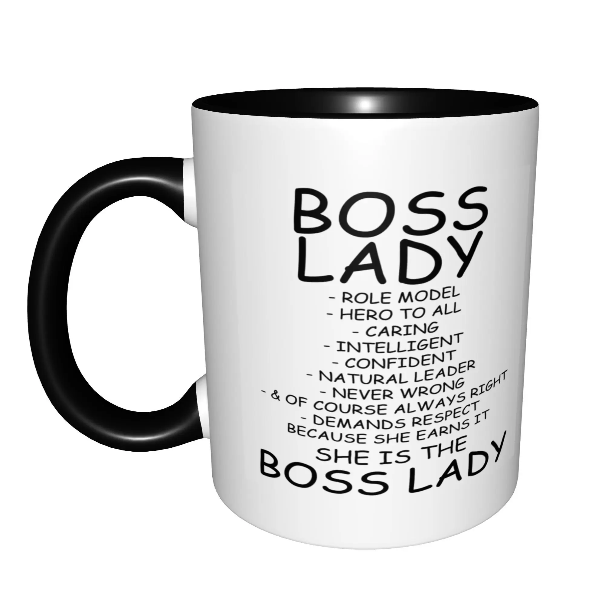 Фото Boss Lady For Her, сарказм, вдохновляющие подарки для коллег, кружки с черной ручкой, кофейные кружки на день рождения, керамические чайные чашки, 11 унций №2