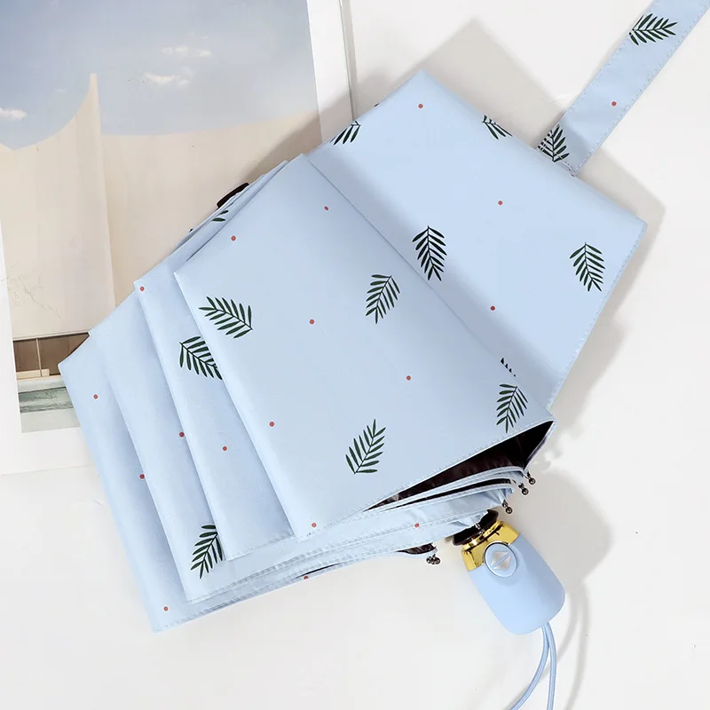 

New Automatic Folding Umbrella Rain Women Windproof Anti UV Black Coating Parasol Women's Umbrella Girl